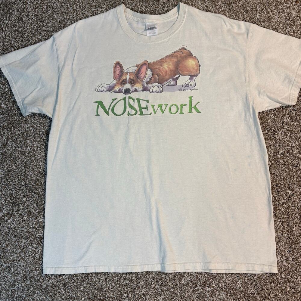 Mike McCartney Corgi Nosework T Shirt Men XL Dog Scent Work Graphic 2016